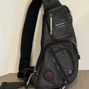 Nicgid Men’s Black Sling Bag Outdoor Travel Zippers Pockets